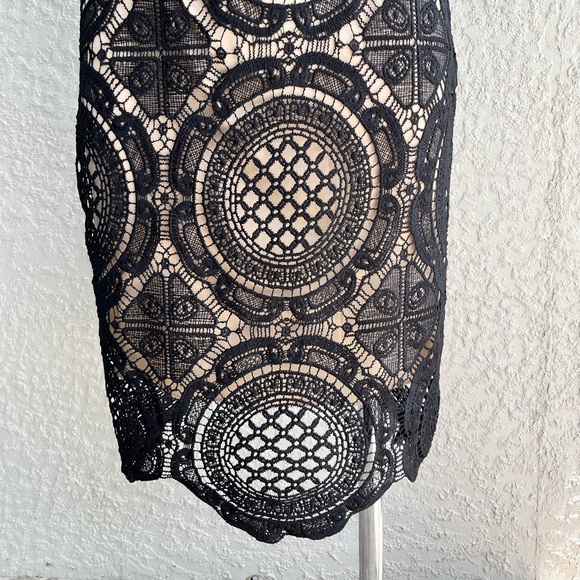 Bisou Bisou Black Lace Dress w/ Nude Lining- Witchy Goth Celestial Punk Dark - Picture 3 of 13